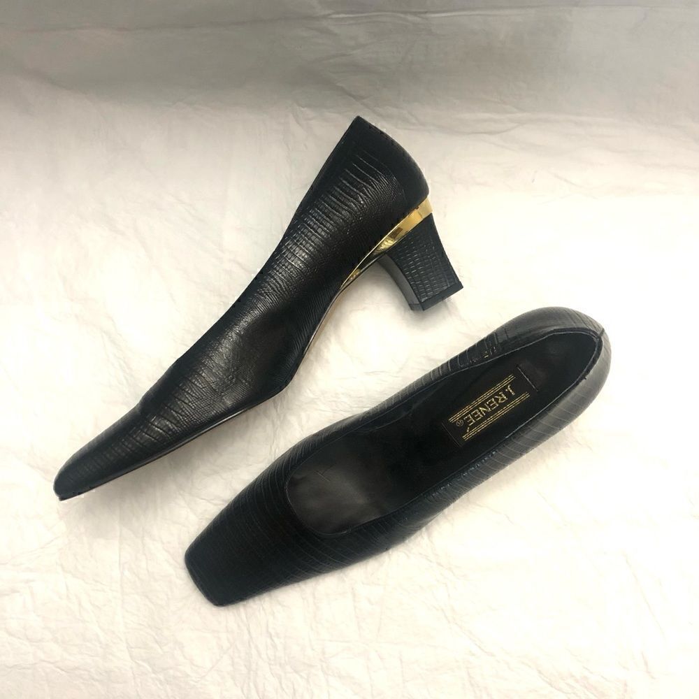 J.Renee womens black patent crock pattern shoes size 11M
